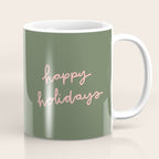 Happy Holidays Green & Pink Coffee Mug Gallery Image 1