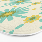 Geometric Starbursts - Blue + Yellow Bath Mat Gallery Image 3