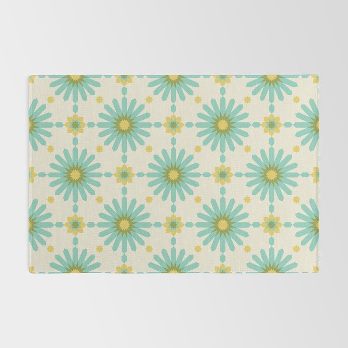 Geometric Starbursts - Blue + Yellow Rug Gallery Image 2