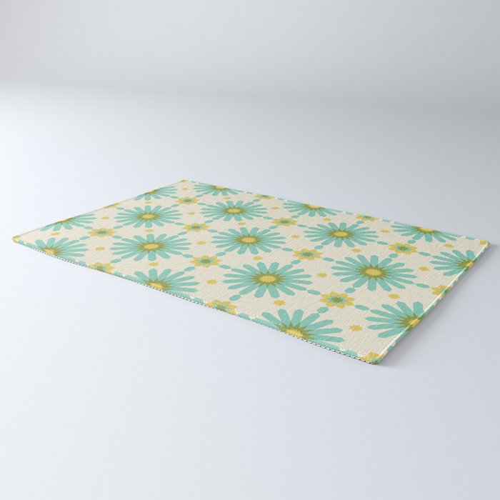 Geometric Starbursts - Blue + Yellow Rug Gallery Image 3
