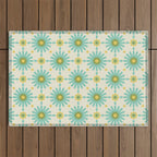 Geometric Starbursts - Blue + Yellow Outdoor Rug Gallery Image 1