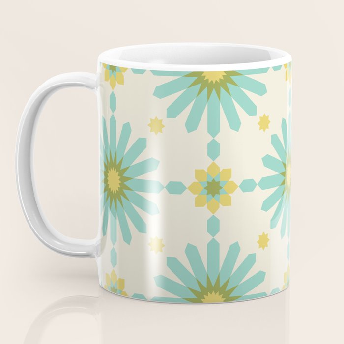 Geometric Starbursts - Blue + Yellow Coffee Mug Gallery Image 3