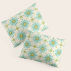 Geometric Starbursts - Blue + Yellow Pillow Sham Gallery Image 3