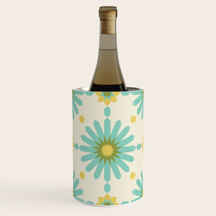 Geometric Starbursts - Blue + Yellow Wine Chiller Gallery Image 1