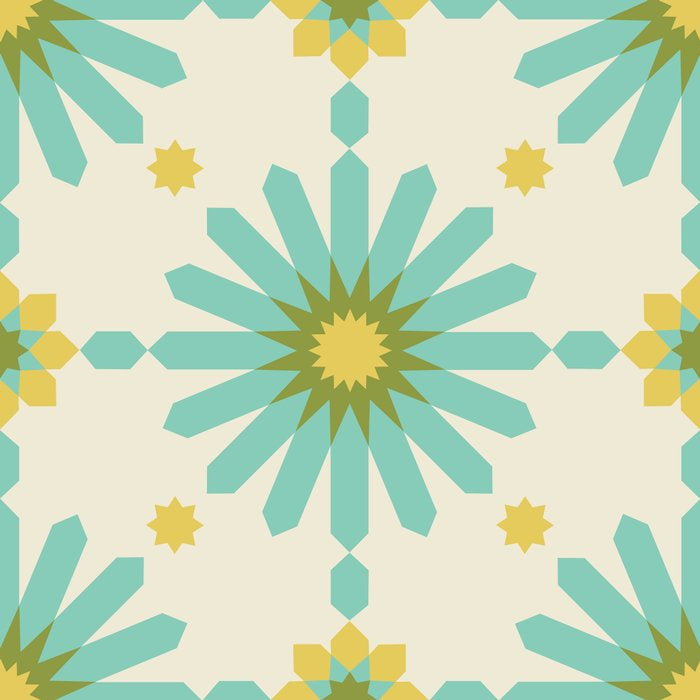 Geometric Starbursts - Blue + Yellow Coffee Mug Gallery Image 2