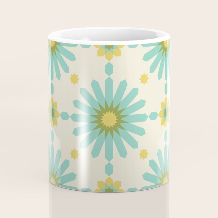 Geometric Starbursts - Blue + Yellow Coffee Mug Gallery Image 4