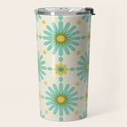 Geometric Starbursts - Blue + Yellow Travel Mug Gallery Image 2