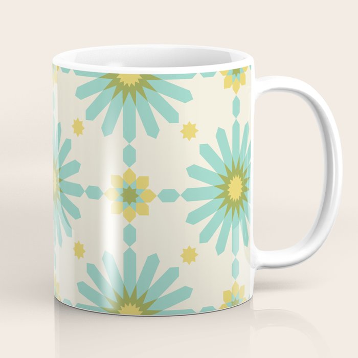 Geometric Starbursts - Blue + Yellow Coffee Mug Gallery Image 1