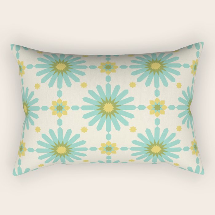 Geometric Starbursts - Blue + Yellow Rectangular Pillow Gallery Image 2