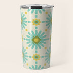 Geometric Starbursts - Blue + Yellow Travel Mug Gallery Image 1