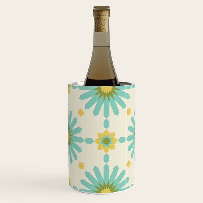 Geometric Starbursts - Blue + Yellow Wine Chiller Gallery Image 2