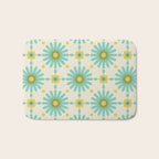Geometric Starbursts - Blue + Yellow Bath Mat Gallery Image 1