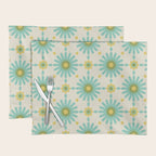 Geometric Starbursts - Blue + Yellow Placemat Gallery Image 1