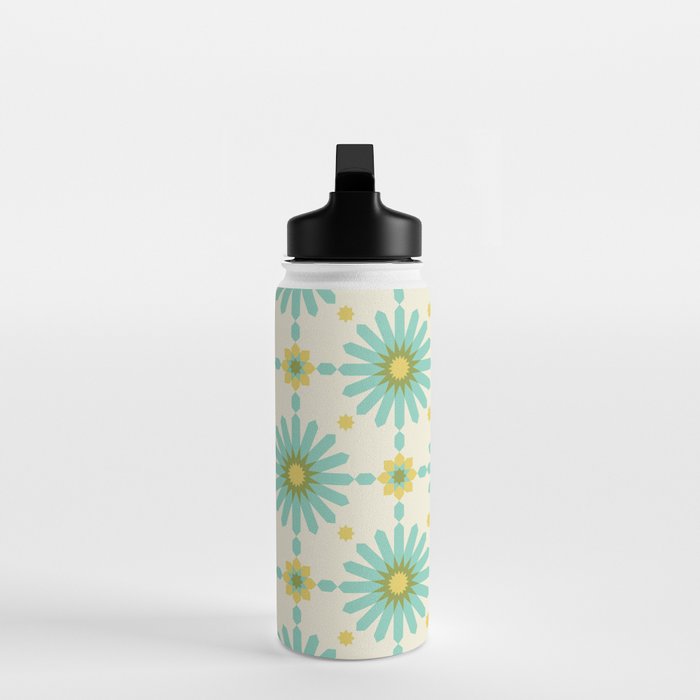 Geometric Starbursts - Blue + Yellow Water Bottle Gallery Image 3