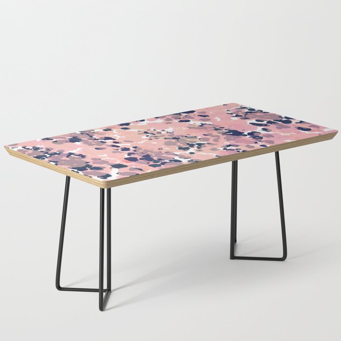 Smudgy Painted Abstract Pattern in Navy Blue, Pink, and Blush on White Coffee Table Gallery Image 1
