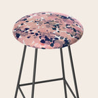 Smudgy Painted Abstract Pattern in Navy Blue, Pink, and Blush on White Stool Gallery Image 2
