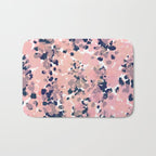 Smudgy Painted Abstract Pattern in Navy Blue, Pink, and Blush on White Bath Mat Gallery Image 1