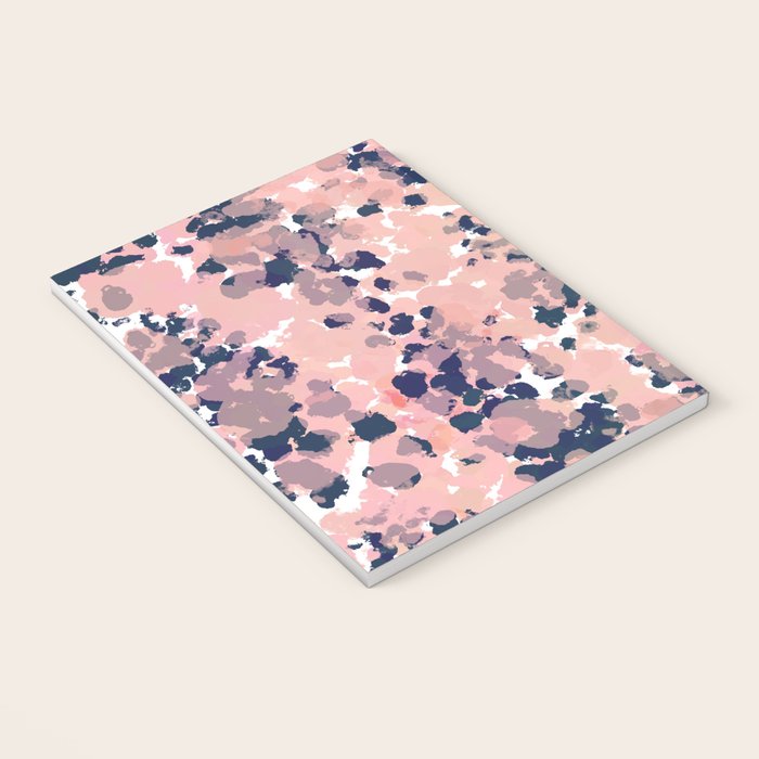 Smudgy Painted Abstract Pattern in Navy Blue, Pink, and Blush on White Notebook Gallery Image 3