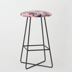 Smudgy Painted Abstract Pattern in Navy Blue, Pink, and Blush on White Stool Gallery Image 1