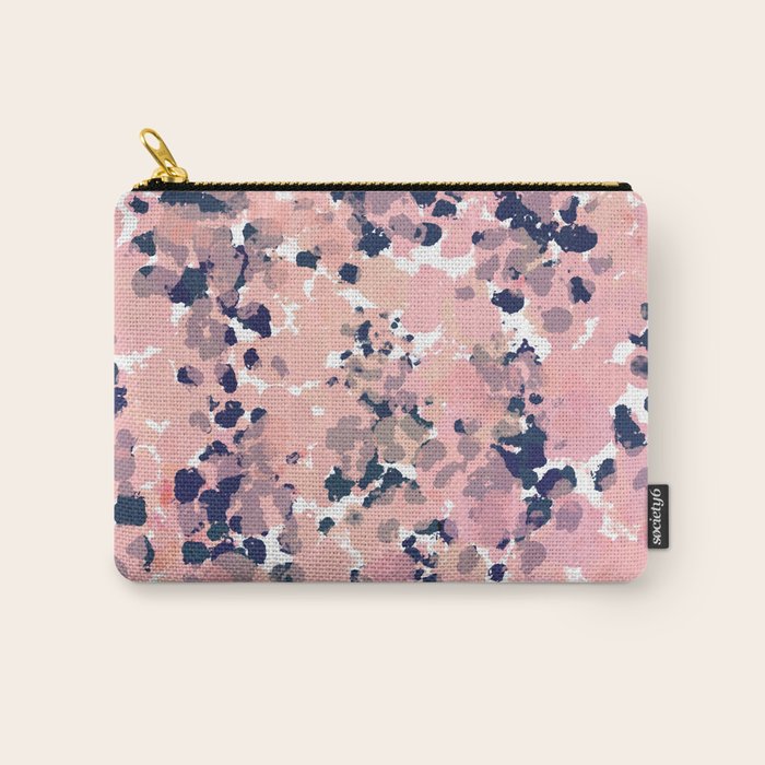 Smudgy Painted Abstract Pattern in Navy Blue, Pink, and Blush on White Carry All Pouch Gallery Image 1