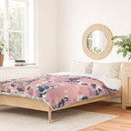 Smudgy Painted Abstract Pattern in Navy Blue, Pink, and Blush on White Duvet Cover Gallery Image 2