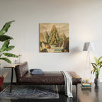 Departing in Dreams - Mountain and Waterfalls - Nature Landscape in Green, Brown, Blue Wood Wall Art Gallery Image 2