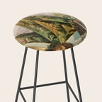 Departing in Dreams - Mountain and Waterfalls - Nature Landscape in Green, Brown, Blue Stool Gallery Image 2