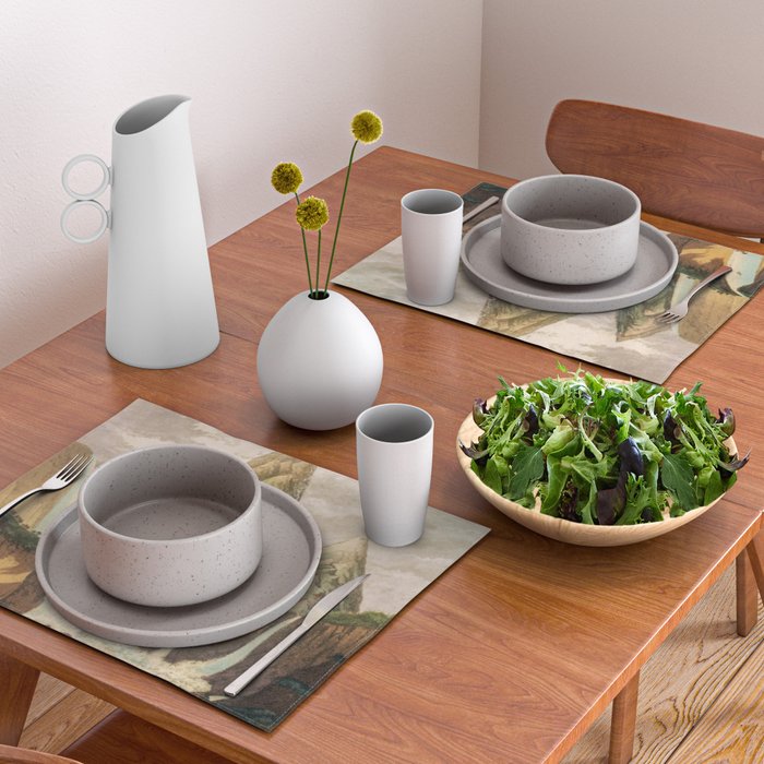 Departing in Dreams - Mountain and Waterfalls - Nature Landscape in Green, Brown, Blue Placemat Gallery Image 2