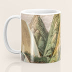 Departing in Dreams - Mountain and Waterfalls - Nature Landscape in Green, Brown, Blue Coffee Mug Gallery Image 3