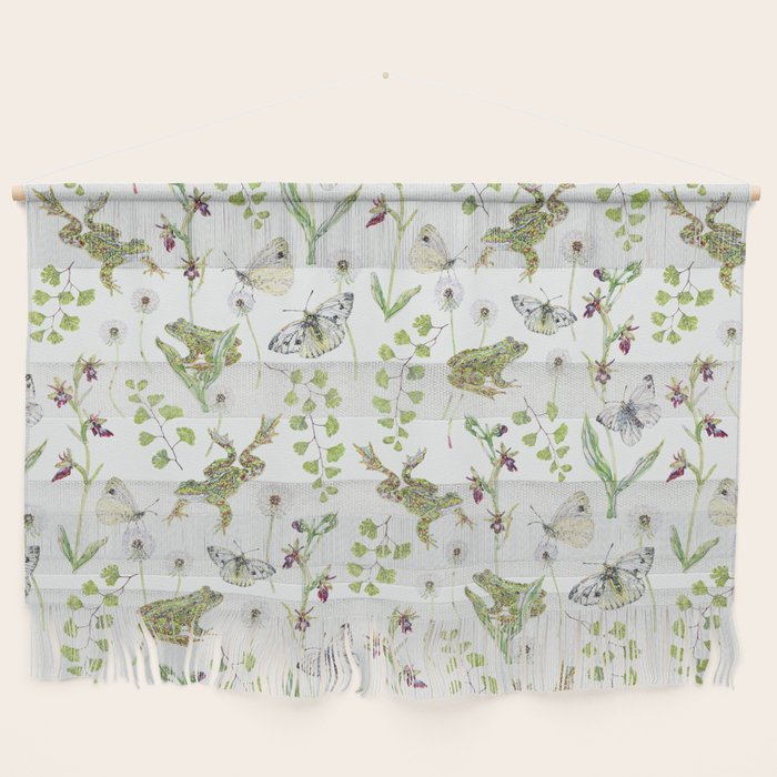 Spring Frogs and Orchids - Light Green Wall Hanging Gallery Image 1