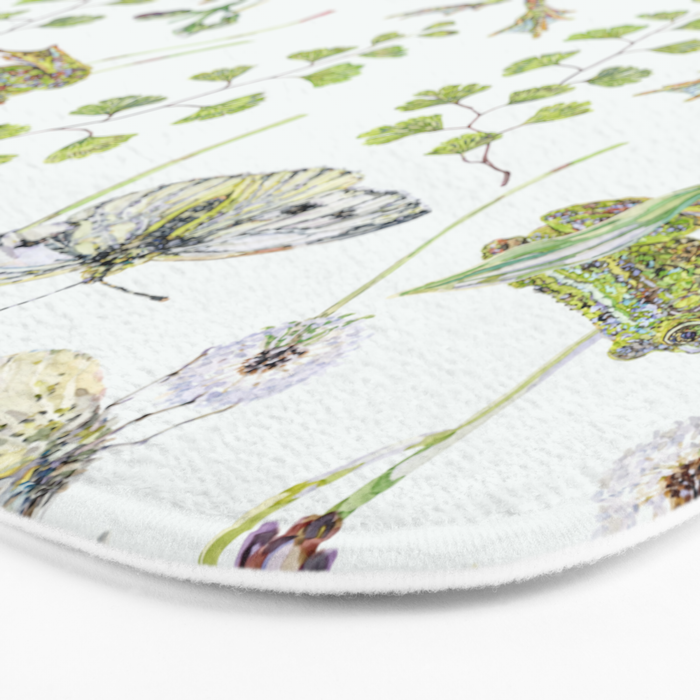 Spring Frogs and Orchids - Light Green Bath Mat Gallery Image 3