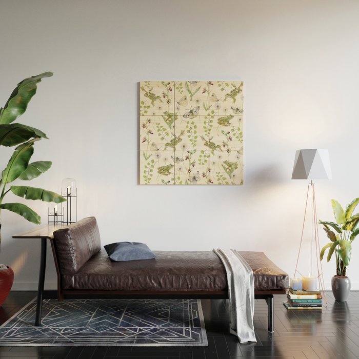 Spring Frogs and Orchids - Light Green Wood Wall Art Gallery Image 2