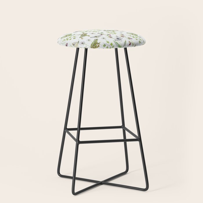 Spring Frogs and Orchids - Light Green Stool Gallery Image 1