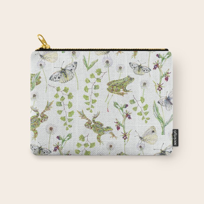 Spring Frogs and Orchids - Light Green Carry All Pouch Gallery Image 1