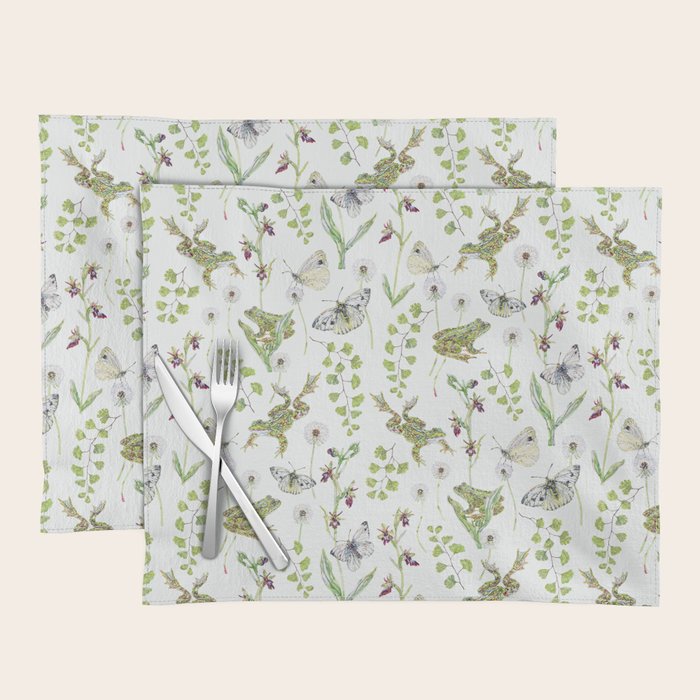 Spring Frogs and Orchids - Light Green Placemat Gallery Image 1