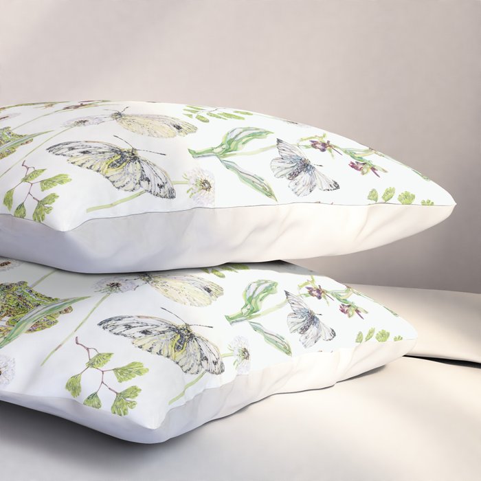 Spring Frogs and Orchids - Light Green Pillow Sham Gallery Image 3
