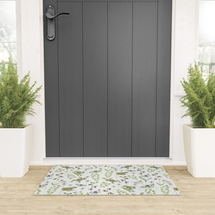 Spring Frogs and Orchids - Light Green Welcome Mat Gallery Image 3