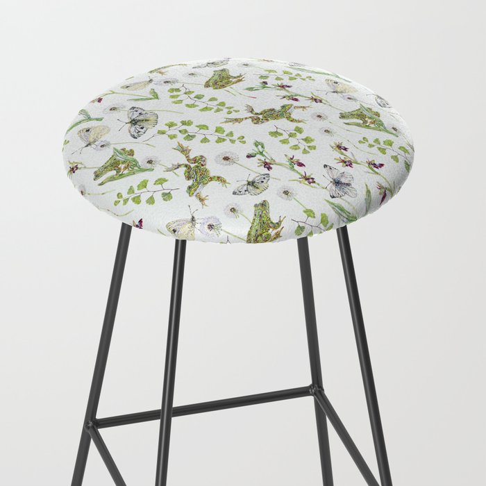 Spring Frogs and Orchids - Light Green Stool Gallery Image 2