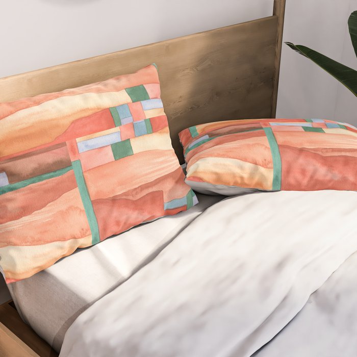 Abstract Desert Landscape Watercolor Pillow Sham Gallery Image 2