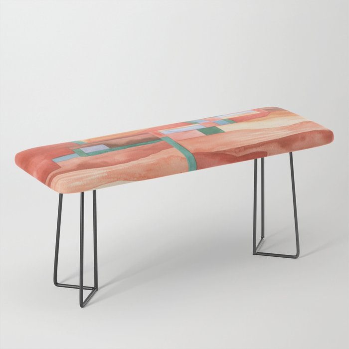 Abstract Desert Landscape Watercolor Bench Gallery Image 1