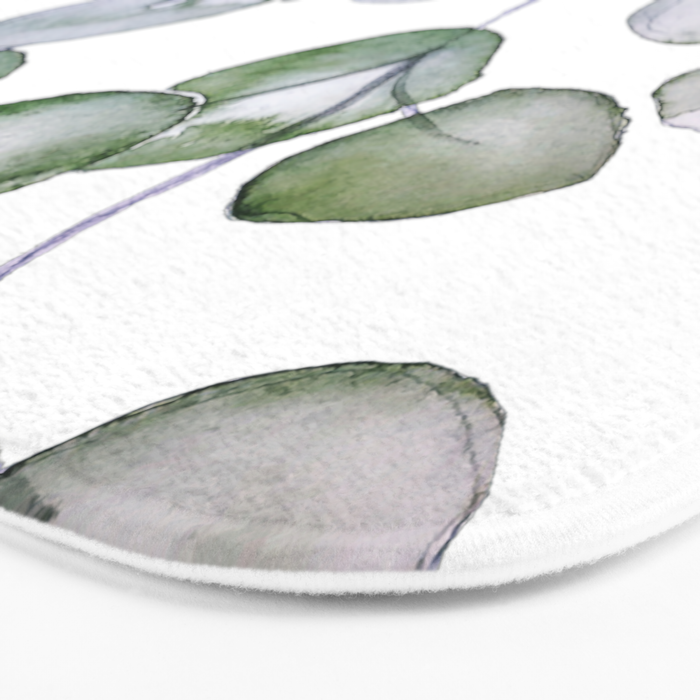 Eucalyptus Green Watercolor Bath Mat Gallery Image 3