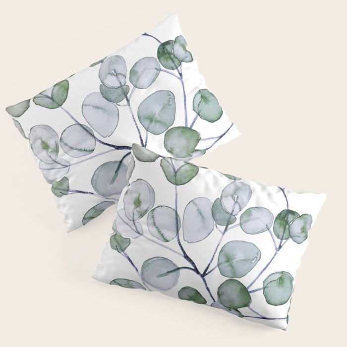 Eucalyptus Green Watercolor Pillow Sham Gallery Image 1