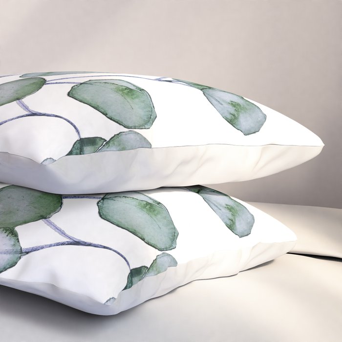 Eucalyptus Green Watercolor Pillow Sham Gallery Image 3