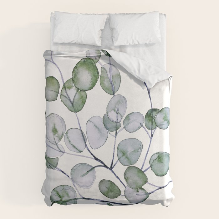 Eucalyptus Green Watercolor Duvet Cover Gallery Image 6