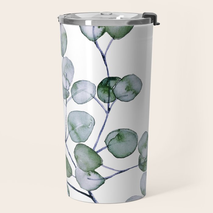 Eucalyptus Green Watercolor Travel Mug Gallery Image 2