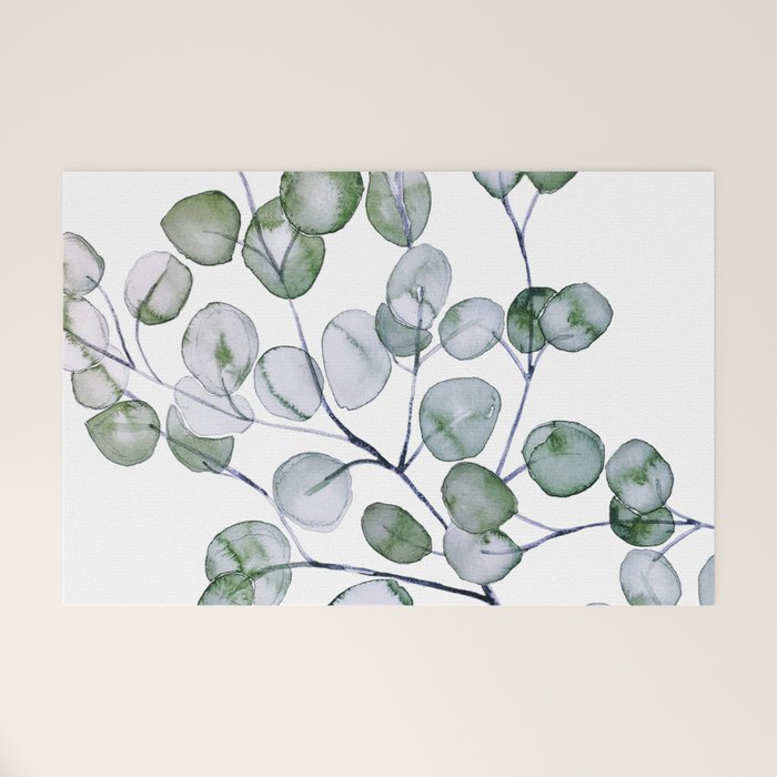 Eucalyptus Green Watercolor Welcome Mat Gallery Image 1