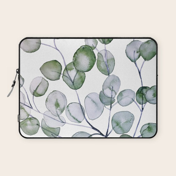 Eucalyptus Green Watercolor Laptop Sleeve Gallery Image 1