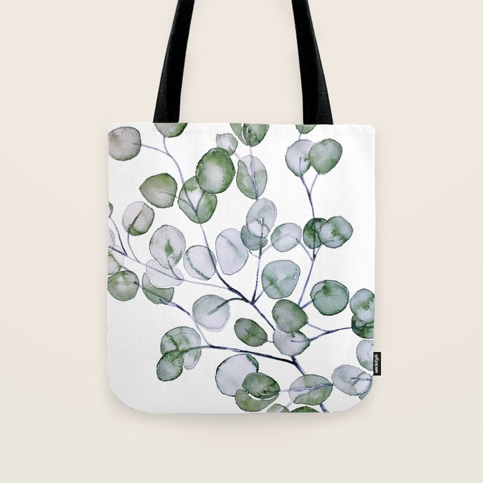 Eucalyptus Green Watercolor Tote Bag Gallery Image 1