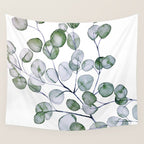 Eucalyptus Green Watercolor Wall Tapestry Gallery Image 4