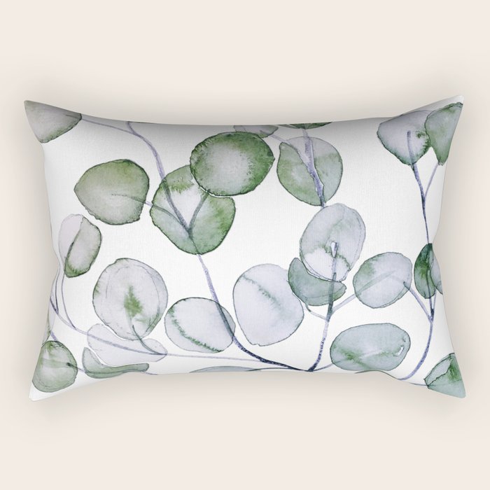 Eucalyptus Green Watercolor Rectangular Pillow Gallery Image 1